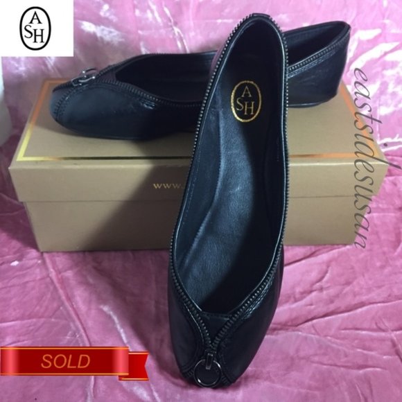 Ash Shoes - ASH ITALIA Ballet Flats w Zip Detail + Box & Bag